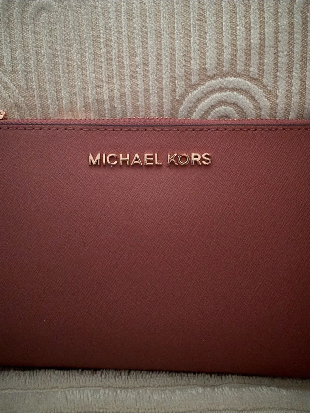 Michael Kors Dusty Rose Saffiano Leather Wristlet Wallet • Rose Gold Hardware